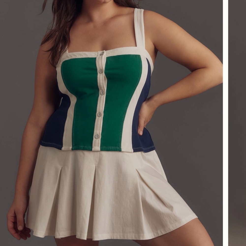 Daily Practice by Anthropologie Sleeveless Pleated Mini Dress XL Pickle Ball - Picture 9 of 10